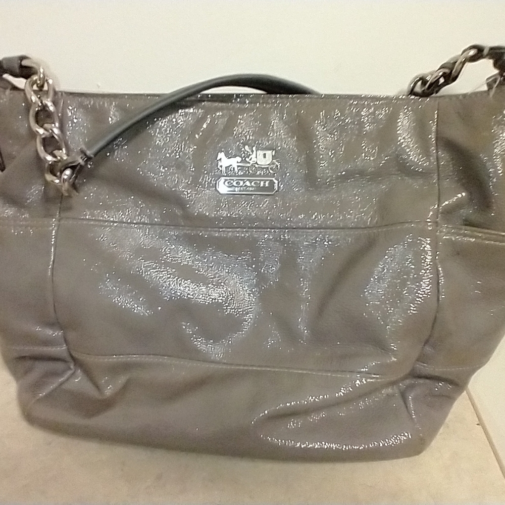 COACH slate gray handbag silver hardware